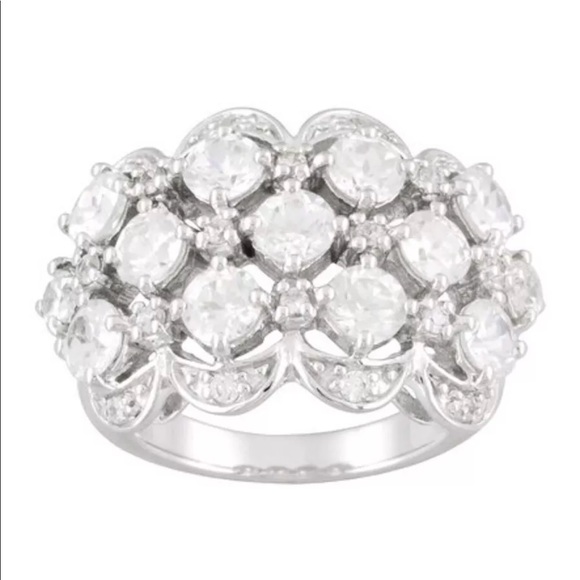 Sterling Silver White Zircon Large Ring